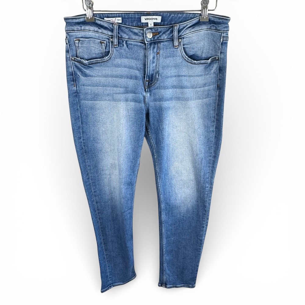 Vigoss Thompson Tomboy Jeans Womens 31 Medium Wash Blue Relaxed Tapered Stretch